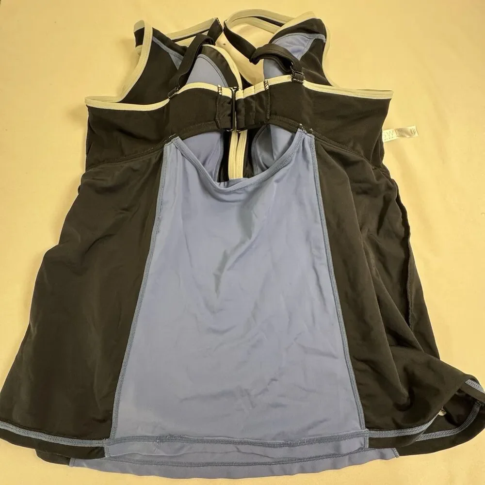Cacique Swim Tankini Top 40DD Black Blue Underwire Support Plus Size Beach Pool - Picture 12 of 12